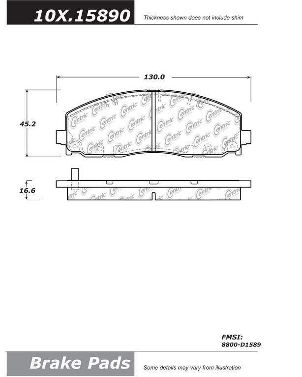 Posi Quiet Ceramic Brake Pads with Hardware  top view frsport 105.15890