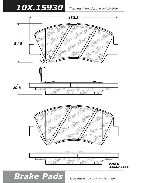 Posi Quiet Ceramic Brake Pads with Hardware  top view frsport 105.15930