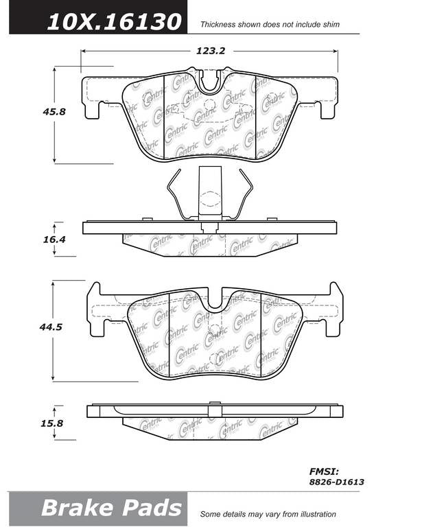 Posi Quiet Ceramic Brake Pads with Hardware  top view frsport 105.16130