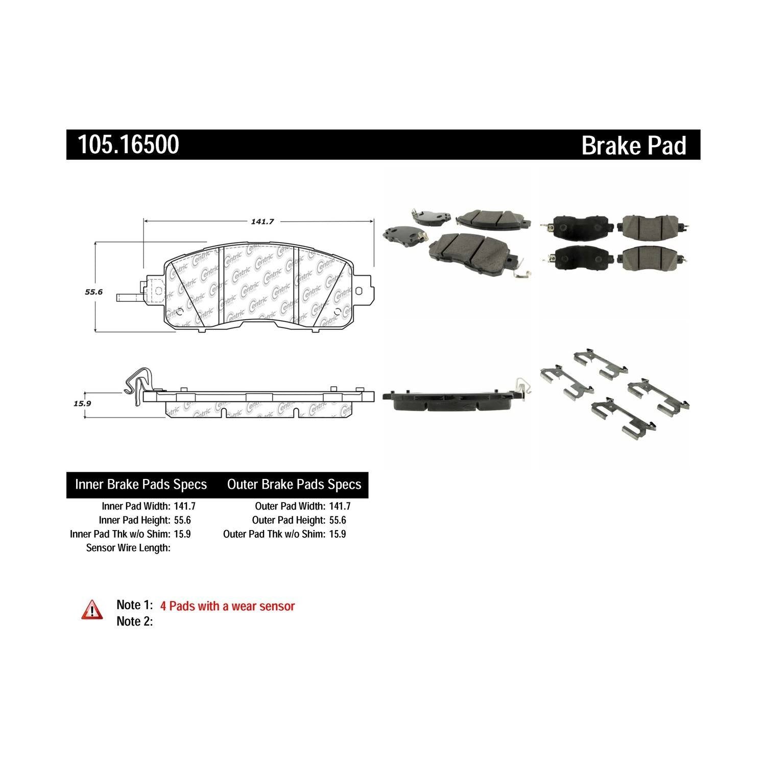 posi quiet ceramic brake pads with hardware  frsport 105.16500