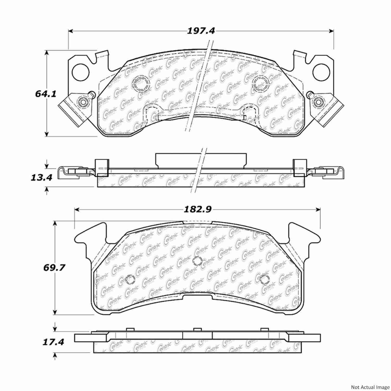 Posi Quiet Extended Wear Brake Pads with Hardware  top view frsport 106.01530