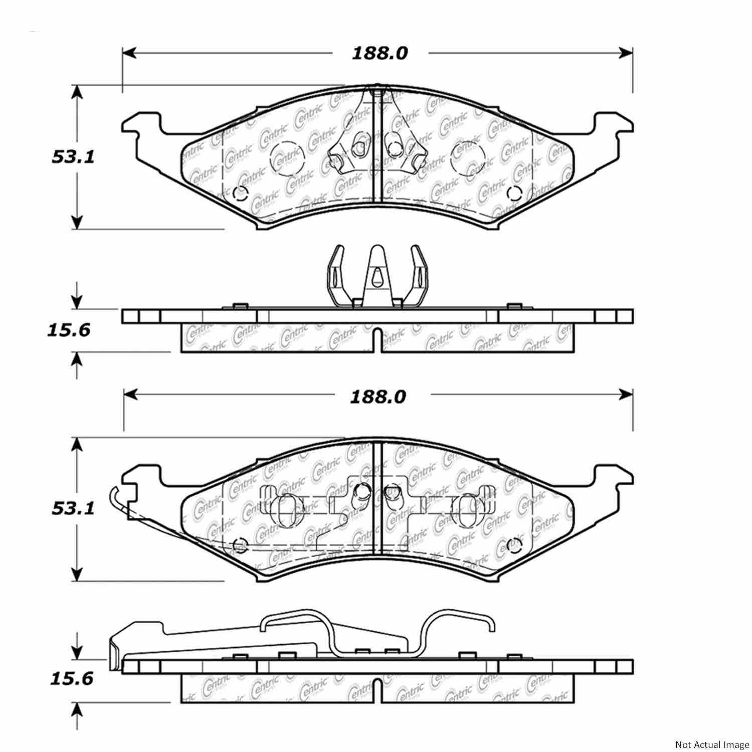 Posi Quiet Extended Wear Brake Pads with Hardware  top view frsport 106.03240