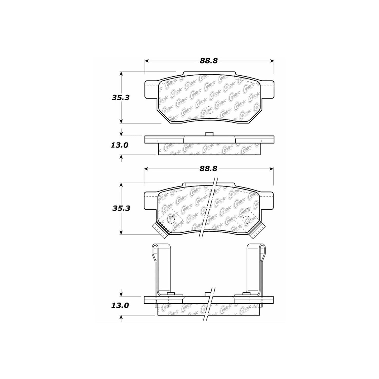 posi quiet extended wear brake pads with hardware  frsport 106.03740