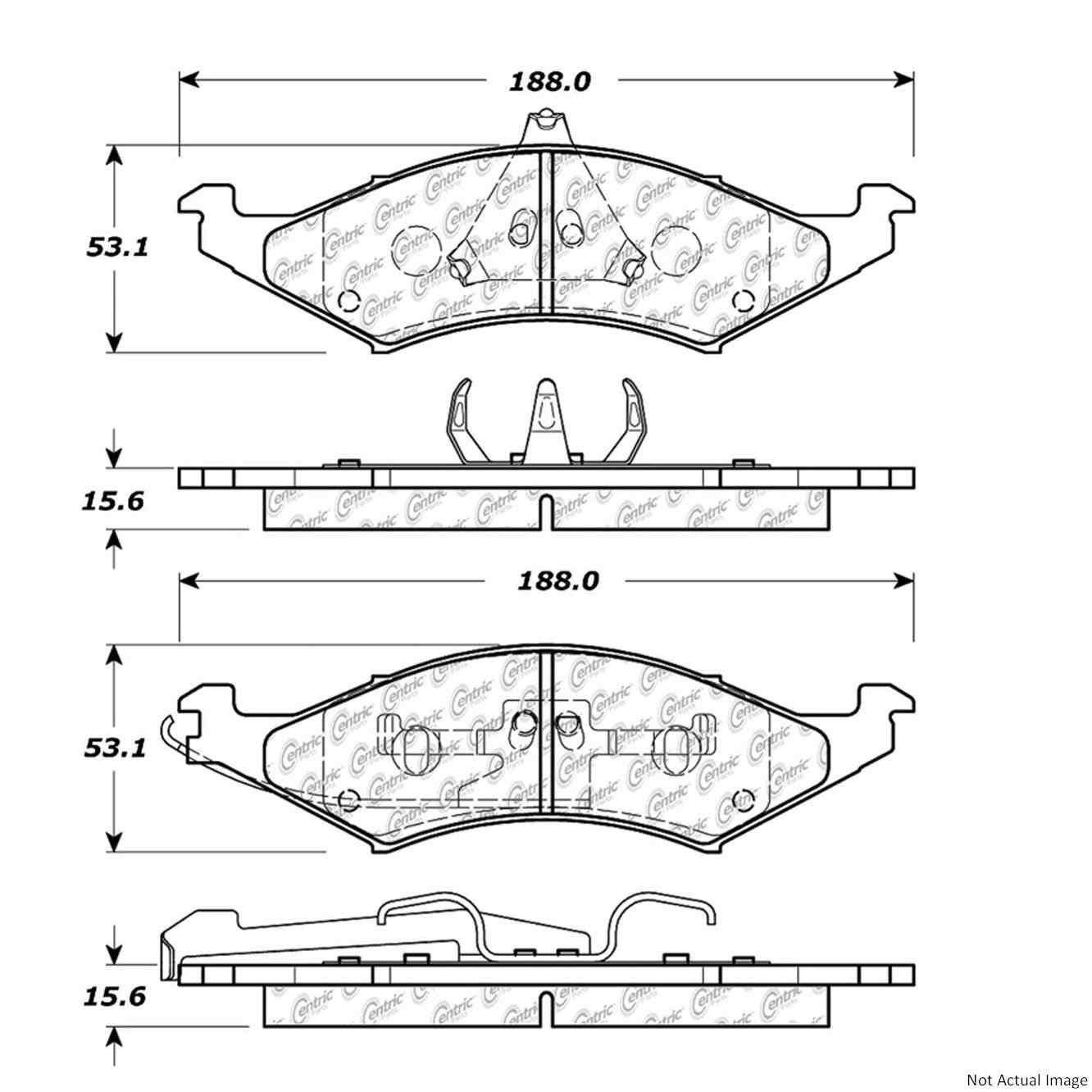 Posi Quiet Extended Wear Brake Pads with Hardware  top view frsport 106.04210