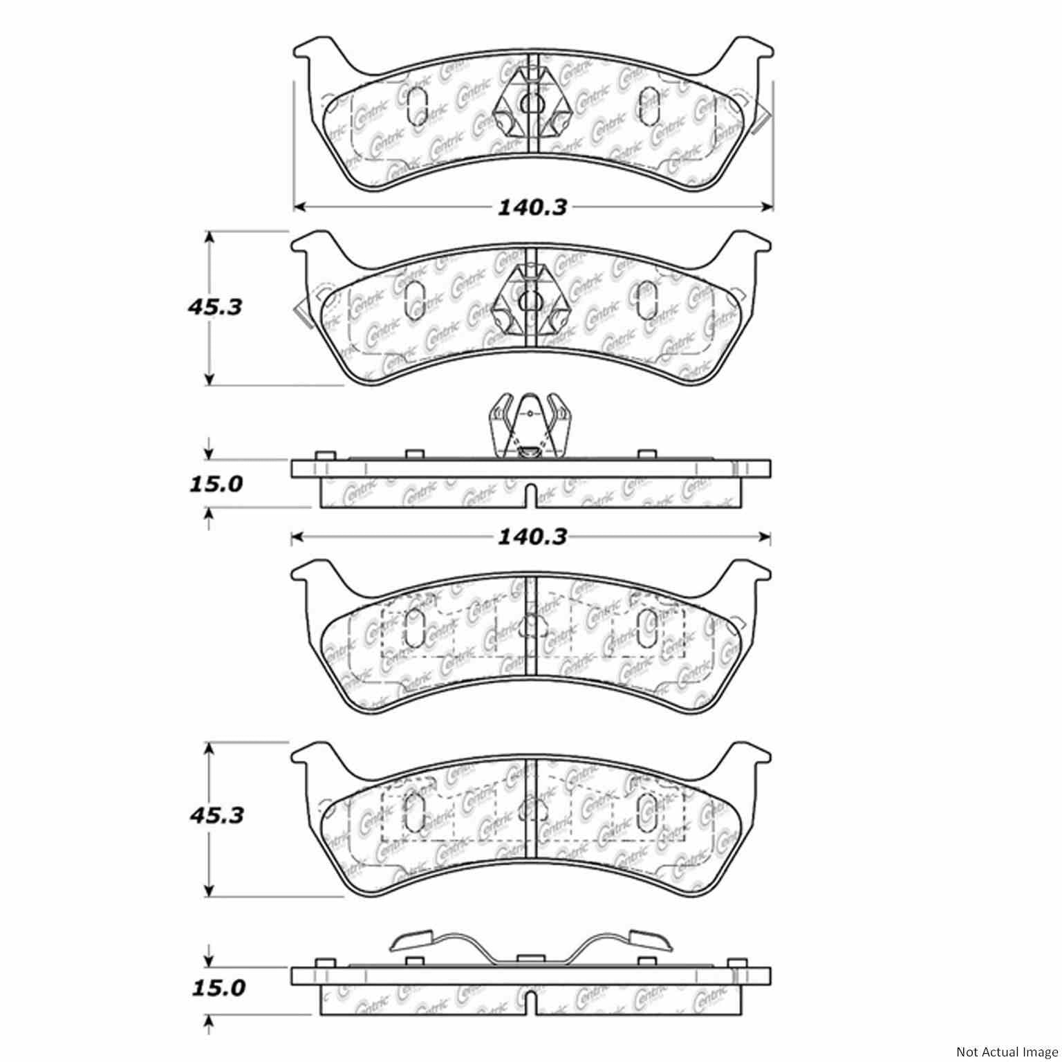 Posi Quiet Extended Wear Brake Pads with Hardware  top view frsport 106.06250