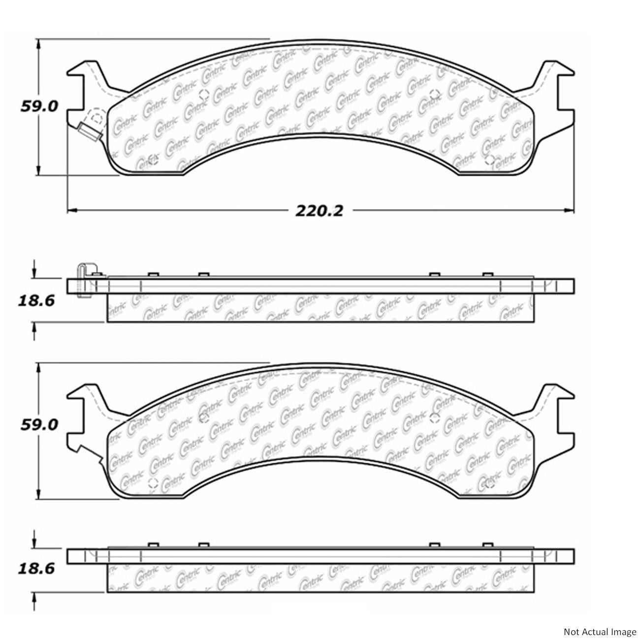 Posi Quiet Extended Wear Brake Pads with Hardware  top view frsport 106.08210