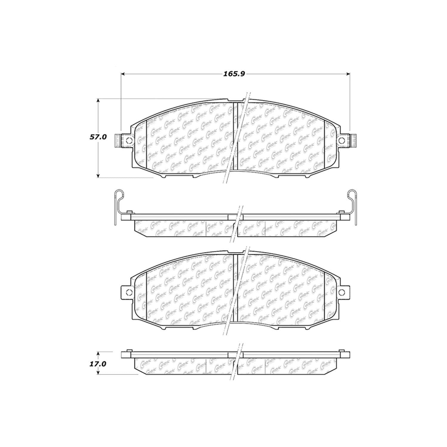 posi quiet extended wear brake pads with hardware  frsport 106.08300