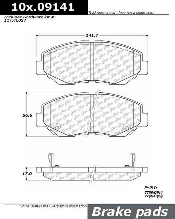 Posi Quiet Extended Wear Brake Pads with Hardware  top view frsport 106.09141