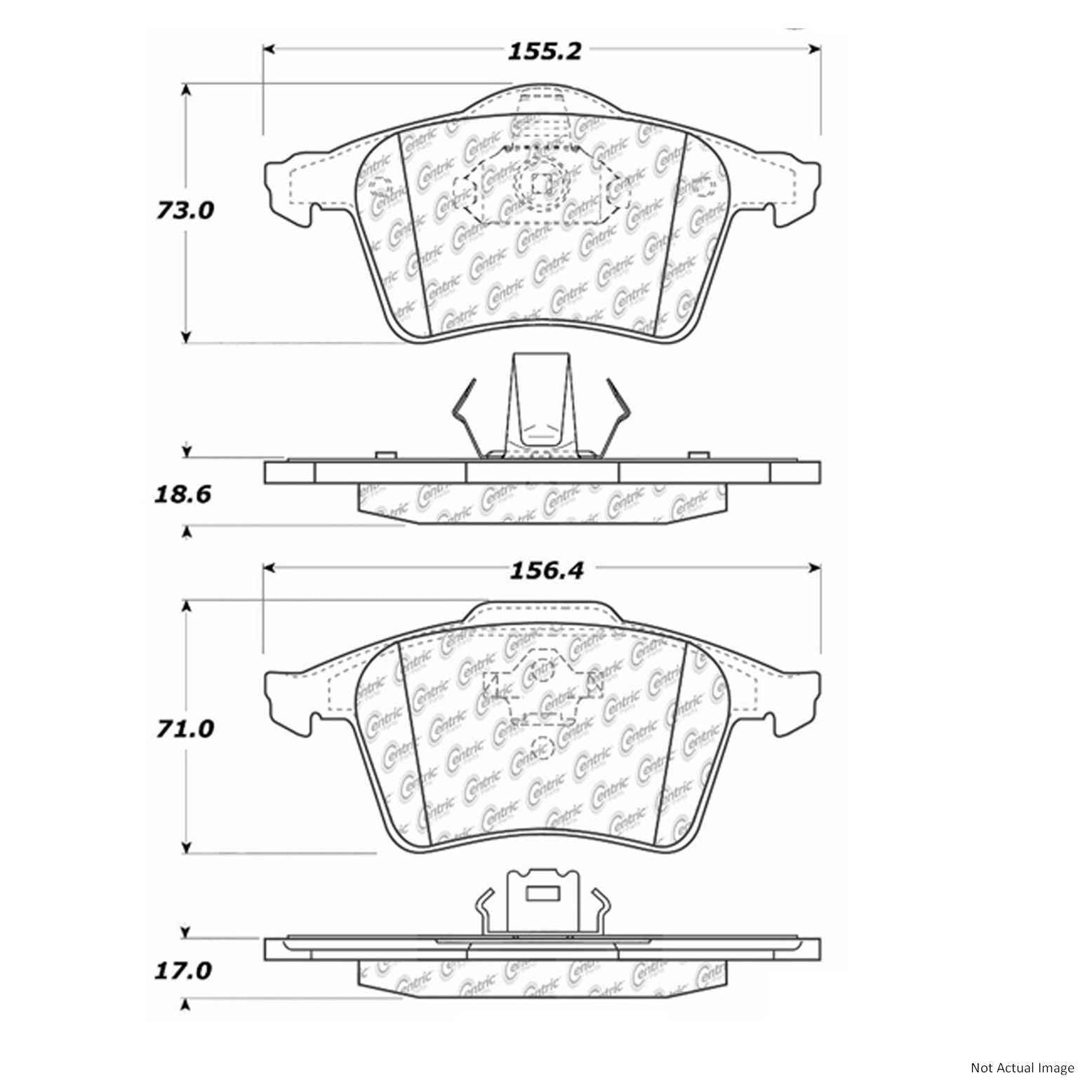 Posi Quiet Extended Wear Brake Pads with Hardware  top view frsport 106.09790