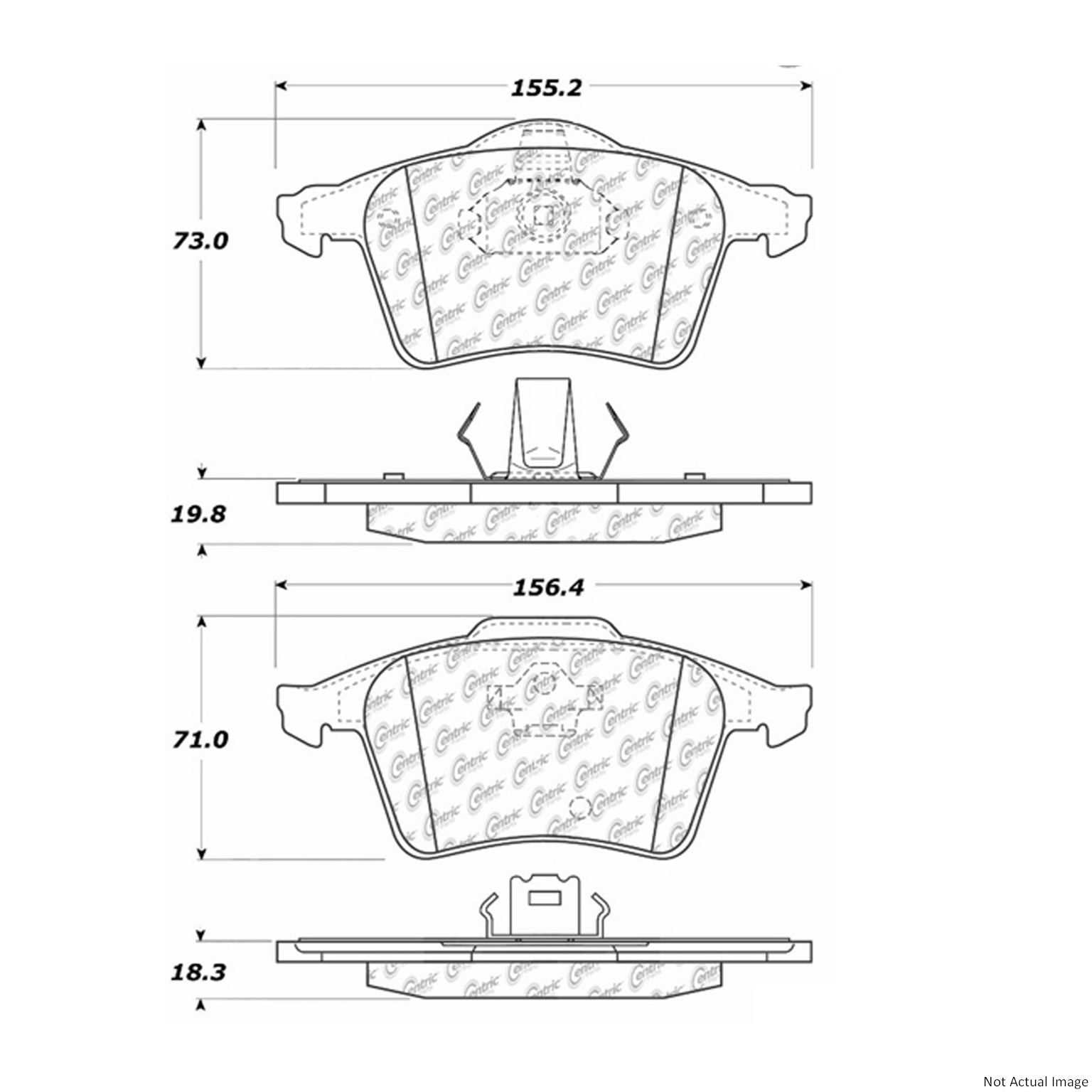 Posi Quiet Extended Wear Brake Pads with Hardware  top view frsport 106.10030