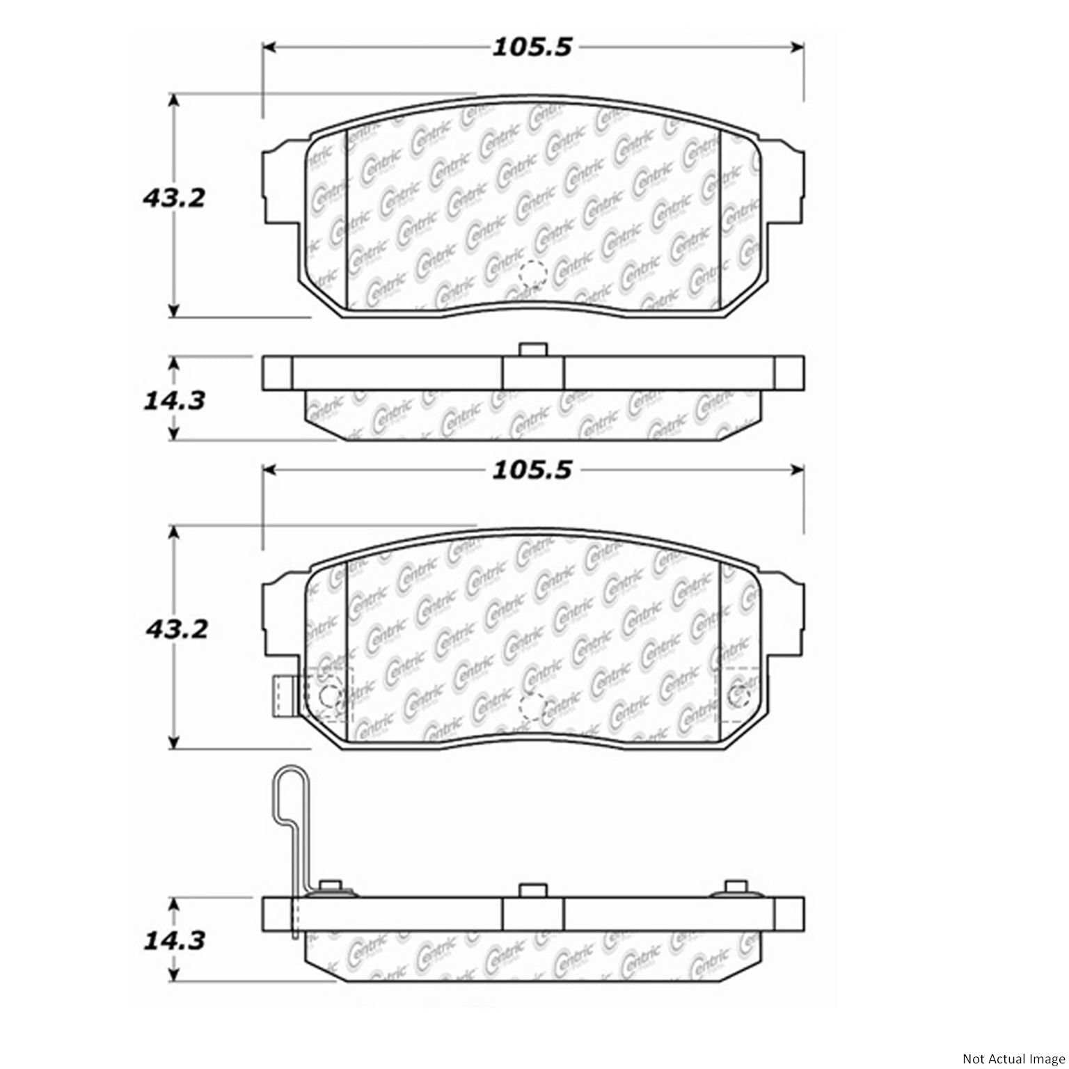 Posi Quiet Extended Wear Brake Pads with Hardware  top view frsport 106.10080