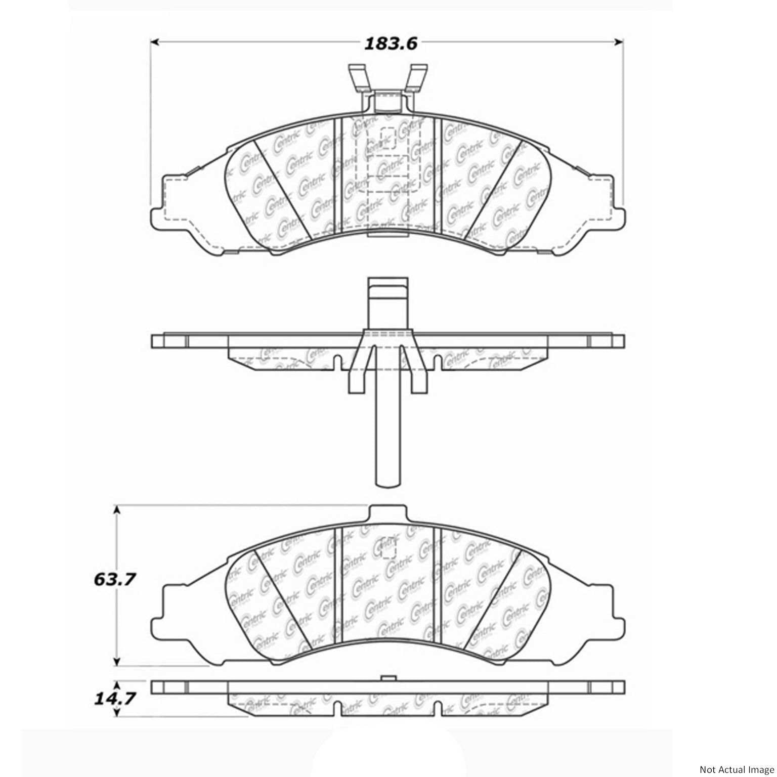 Posi Quiet Extended Wear Brake Pads with Hardware  top view frsport 106.10430