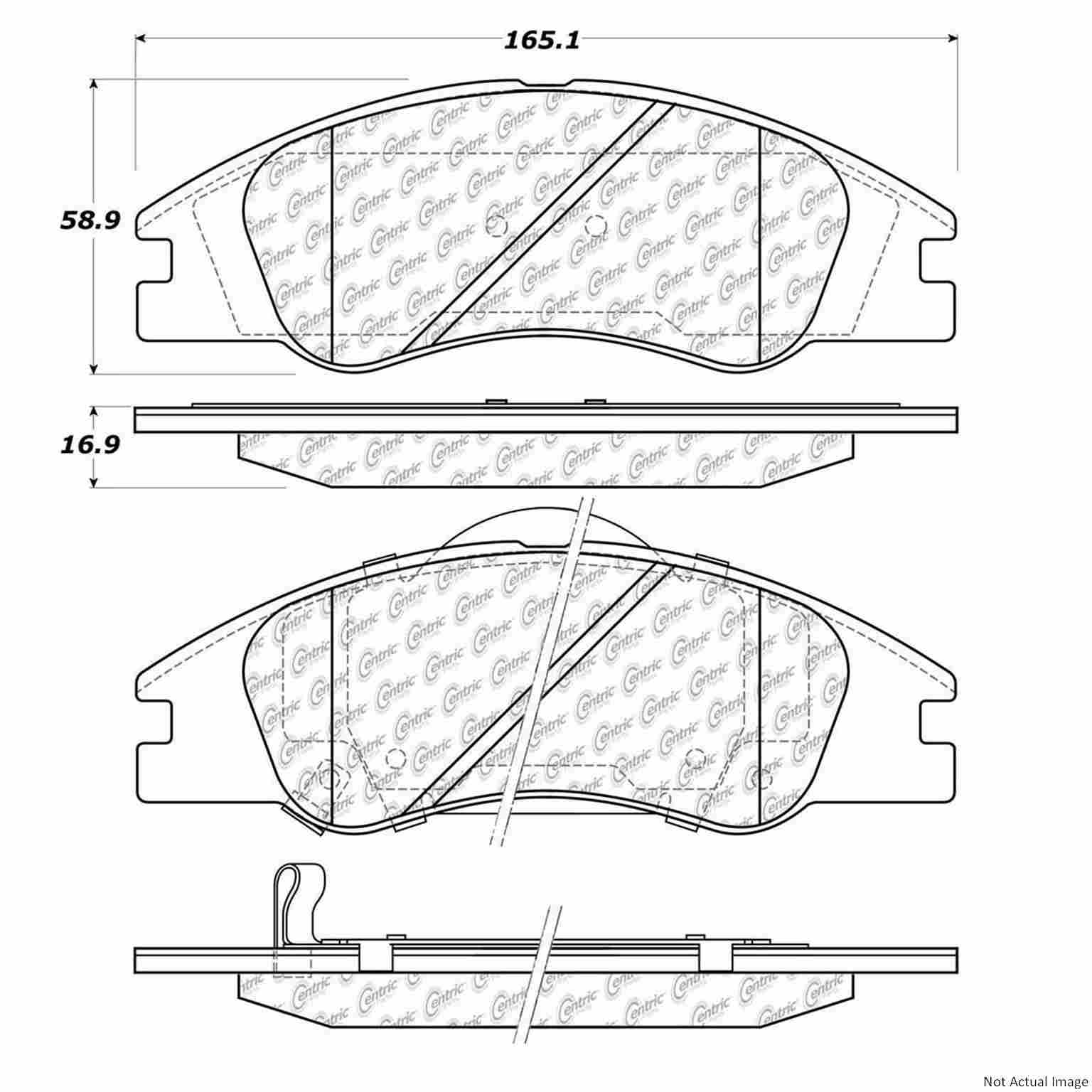 Posi Quiet Extended Wear Brake Pads with Hardware  top view frsport 106.10740