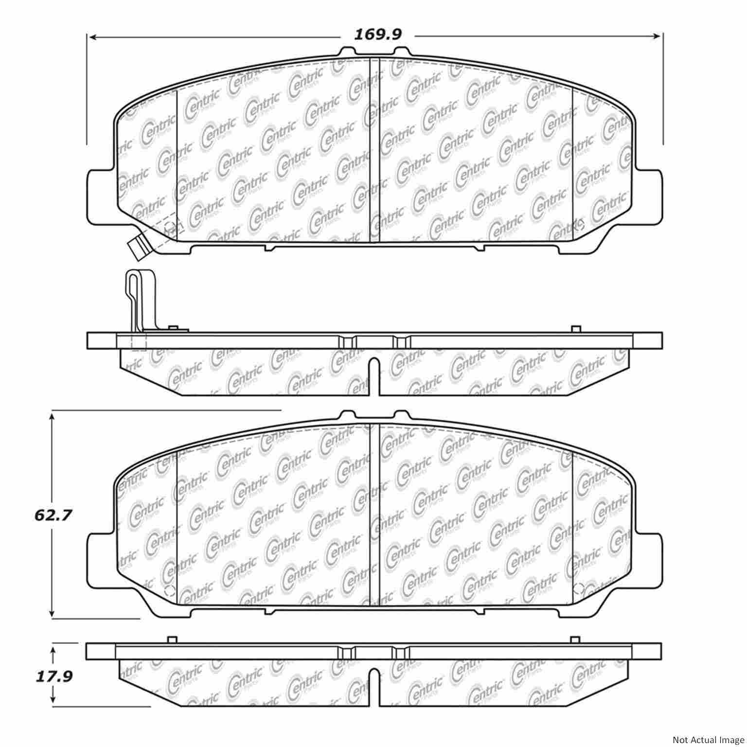 Posi Quiet Extended Wear Brake Pads with Hardware  top view frsport 106.12860