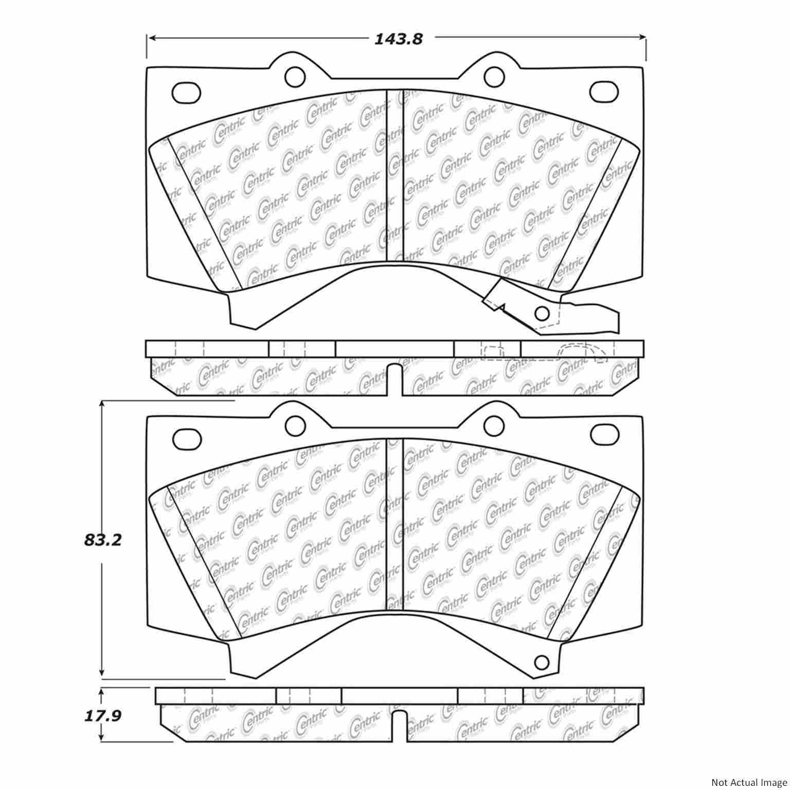 Posi Quiet Extended Wear Brake Pads with Hardware  top view frsport 106.13030