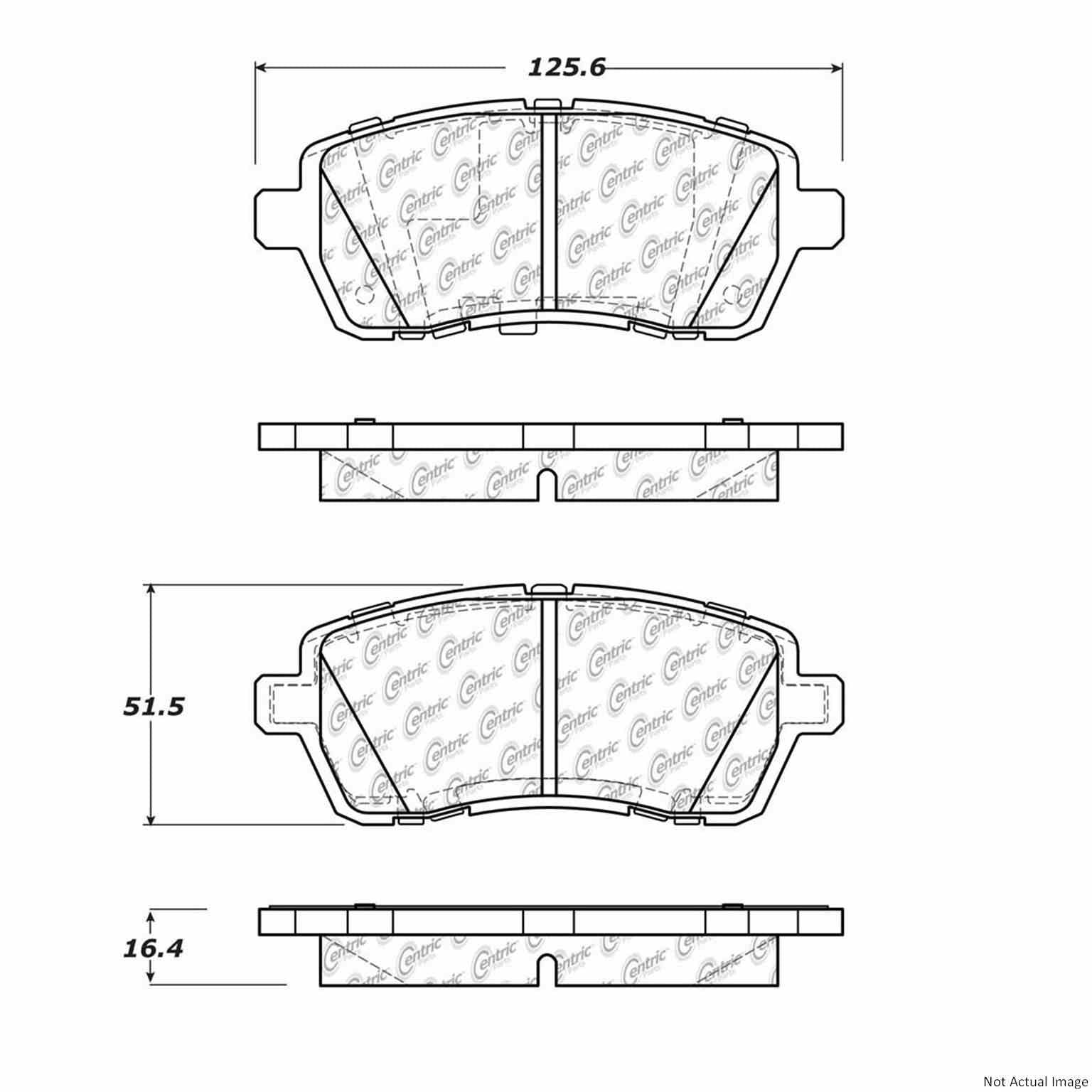 Posi Quiet Extended Wear Brake Pads with Hardware  top view frsport 106.14540