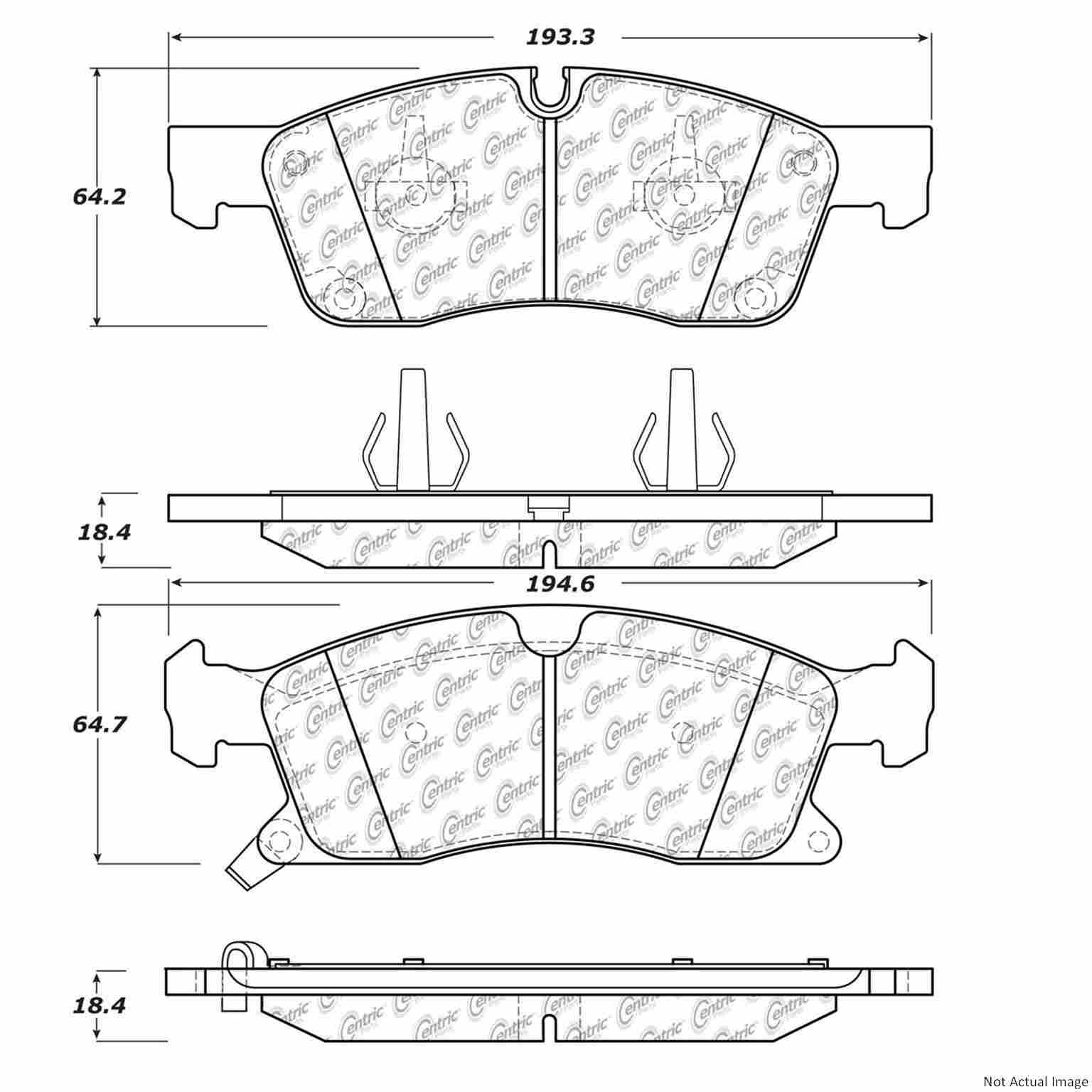 Posi Quiet Extended Wear Brake Pads with Hardware  top view frsport 106.14550