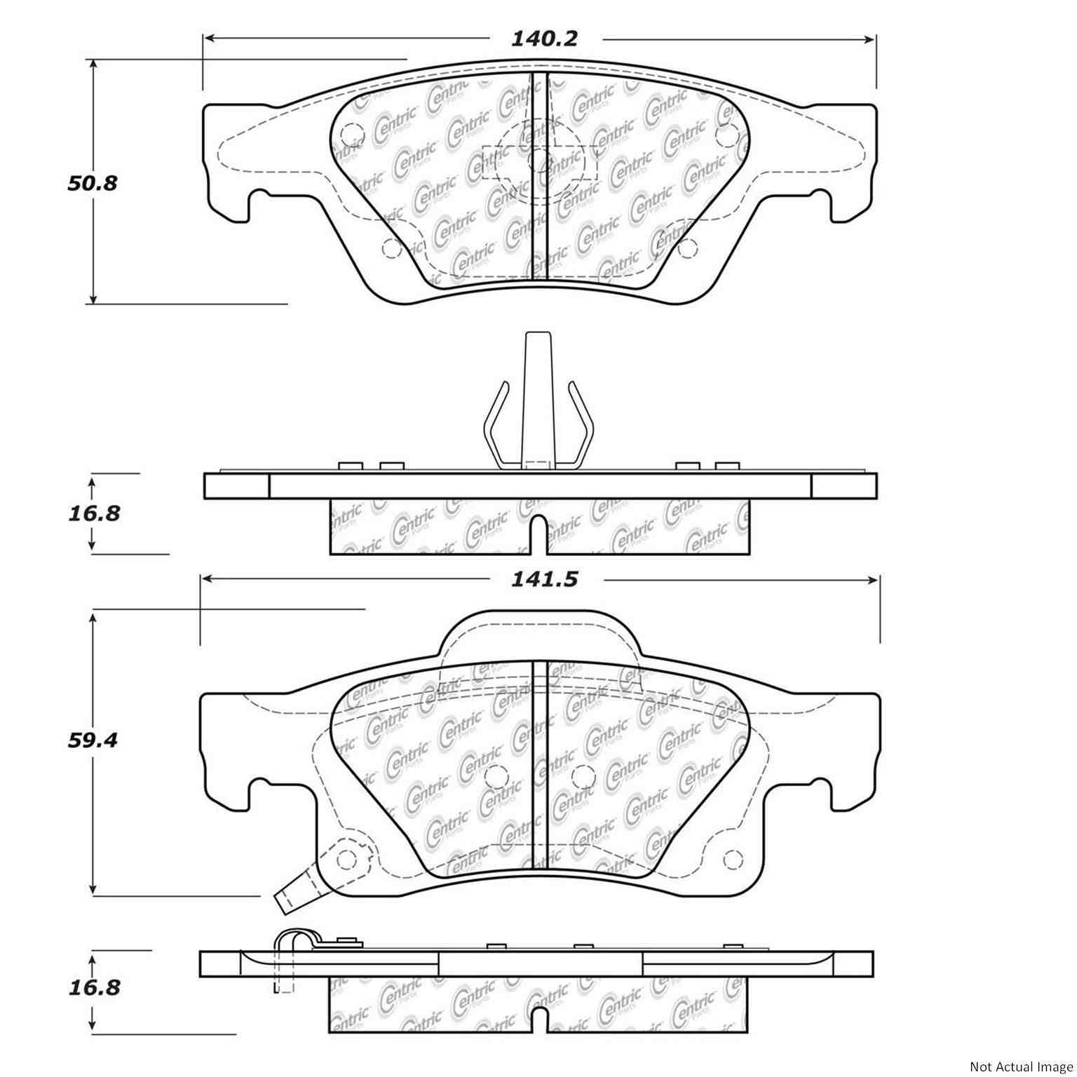 Posi Quiet Extended Wear Brake Pads with Hardware  top view frsport 106.14980