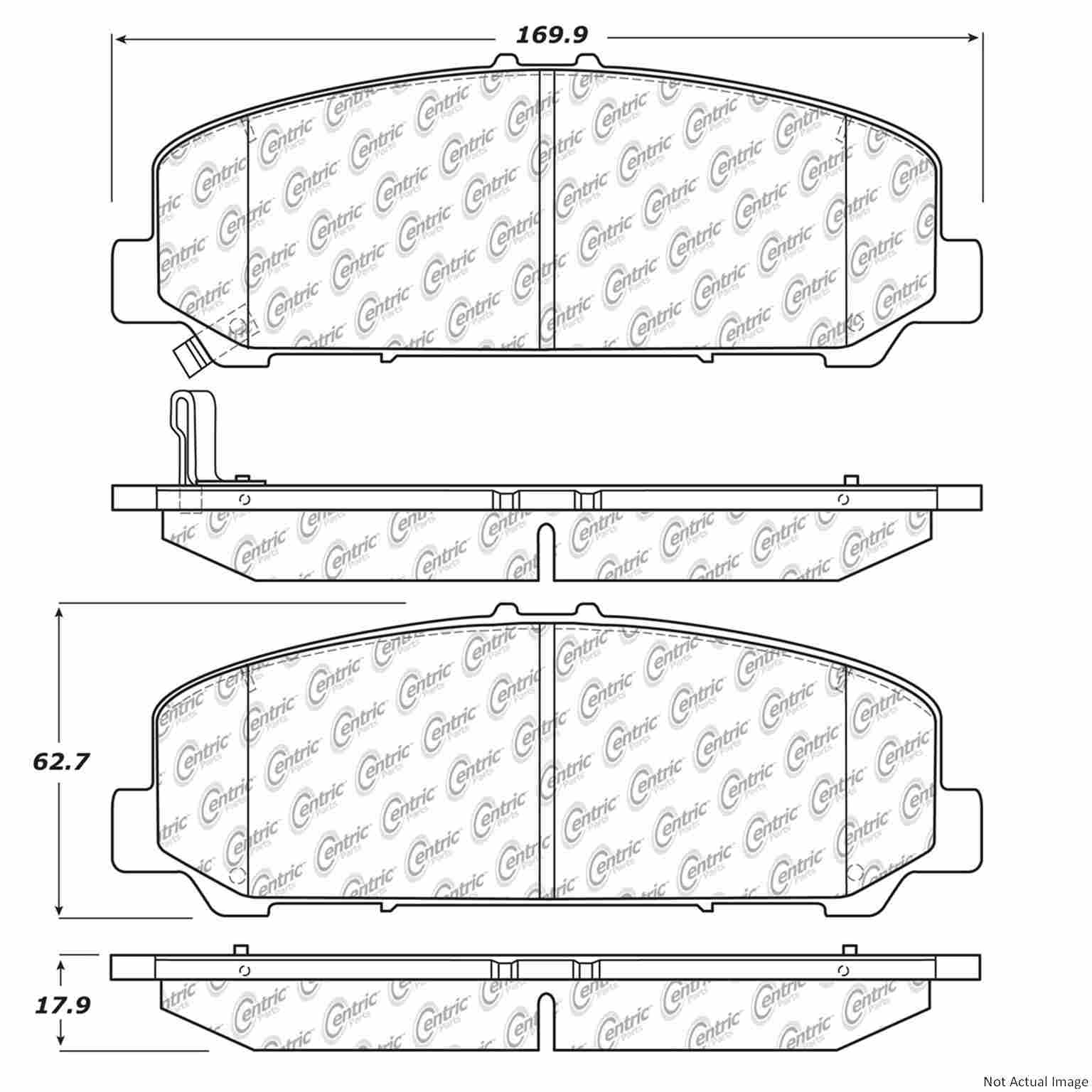 Posi Quiet Extended Wear Brake Pads with Hardware  top view frsport 106.15090