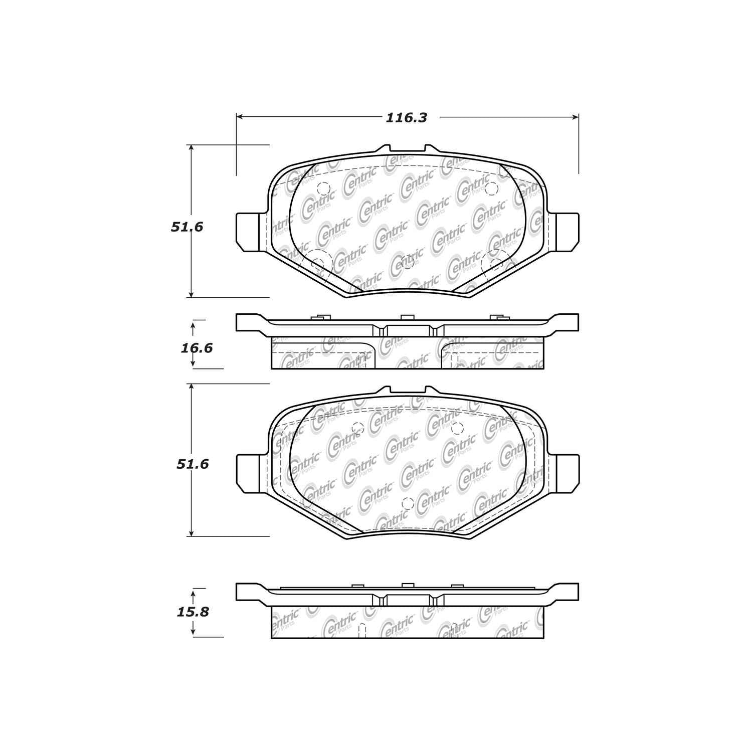 posi quiet extended wear brake pads with hardware  frsport 106.16120