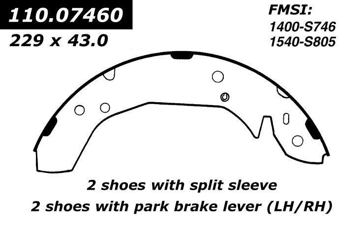 centric parts premium brake shoes  frsport 111.07460