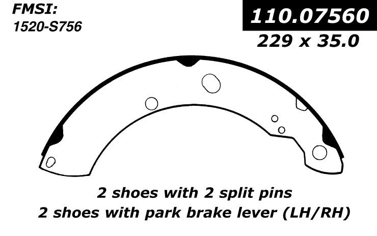 centric parts premium brake shoes  frsport 111.07560