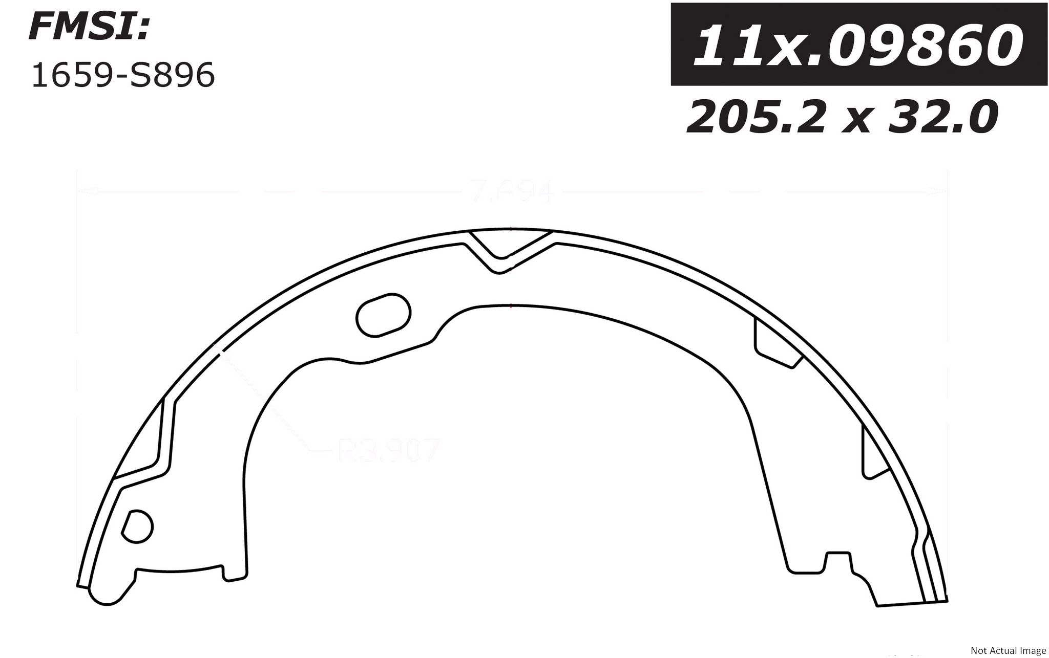 StopTech Premium Parking Brake Shoes  top view frsport 111.09860