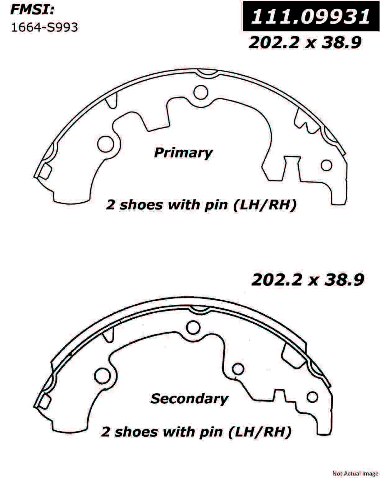 StopTech Premium Brake Shoes  top view frsport 111.09931