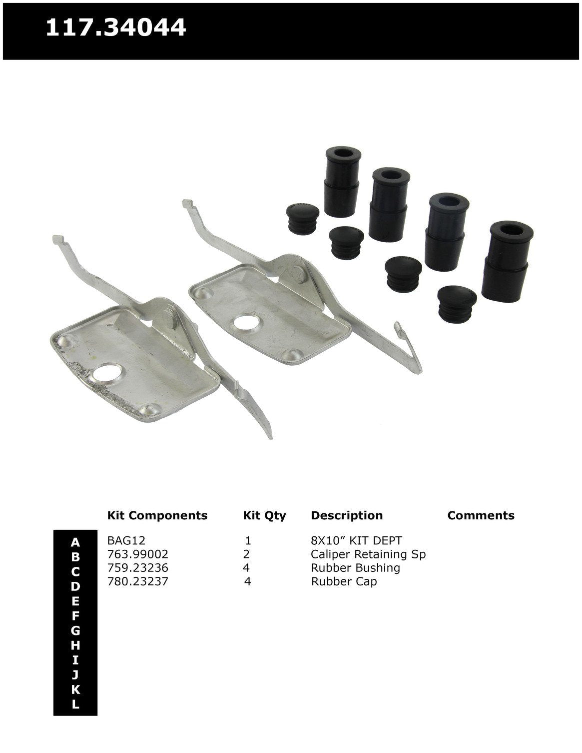 centric parts disc brake hardware kit  frsport 117.34044