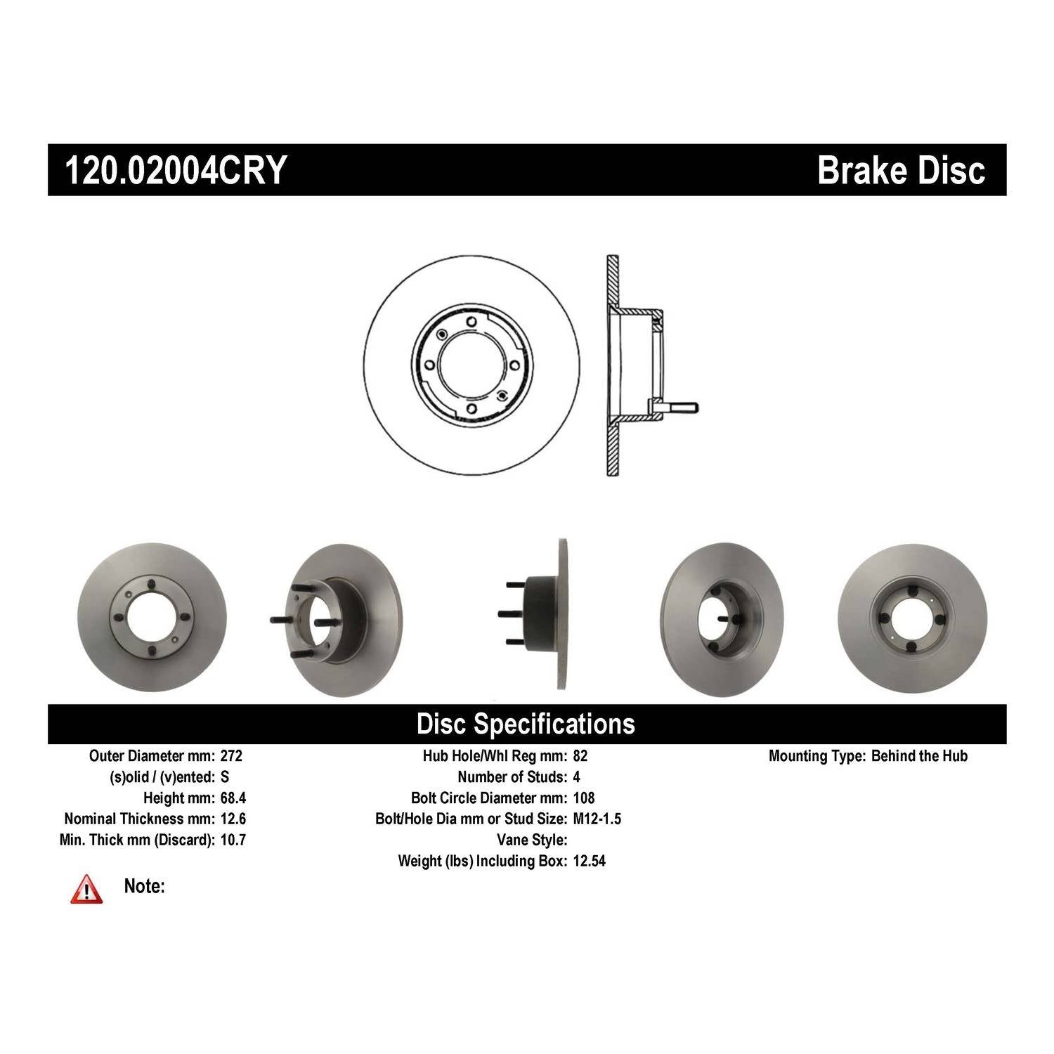 centric parts premium brake rotor  frsport 120.02004