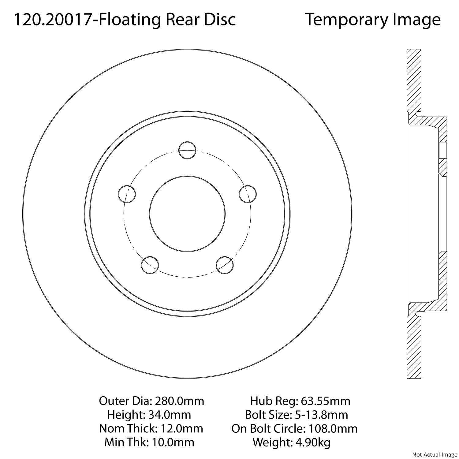 Centric Parts Disc Brake Rotor  top view frsport 120.20017