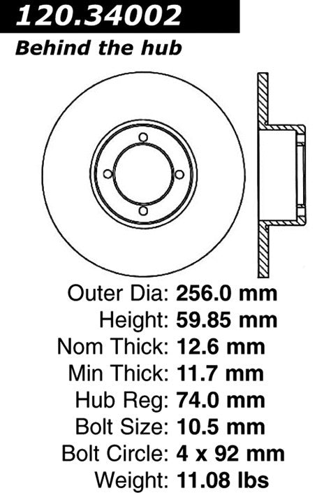 centric parts premium brake rotor  frsport 120.34002