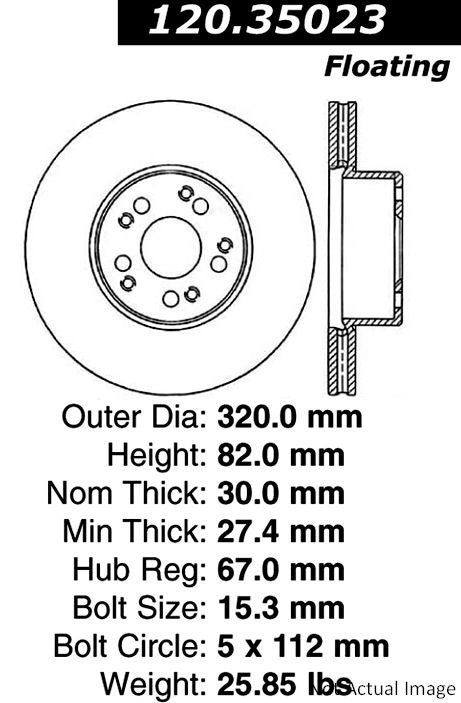 Centric Parts Disc Brake Rotor  top view frsport 120.35023