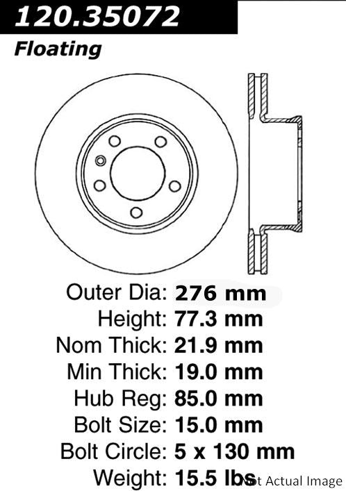 Centric Parts Disc Brake Rotor  top view frsport 120.35072