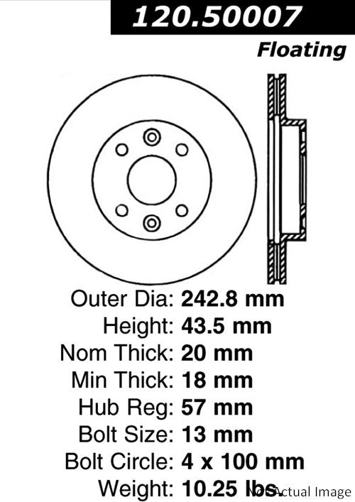 Centric Parts Disc Brake Rotor  top view frsport 120.50007