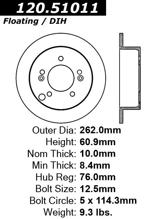 centric parts premium brake rotor  frsport 120.51011