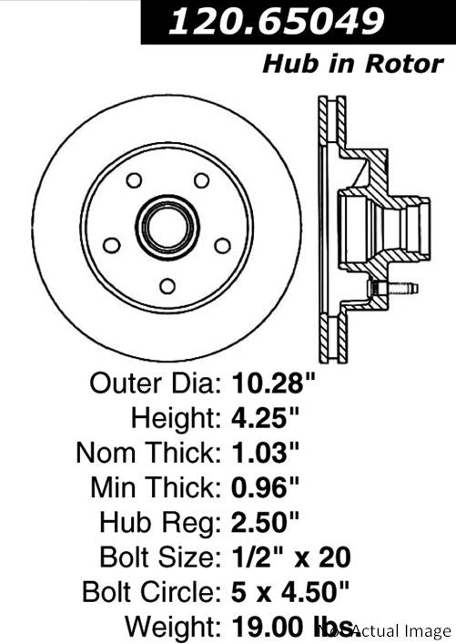 Centric Parts Disc Brake Rotor  top view frsport 120.65049