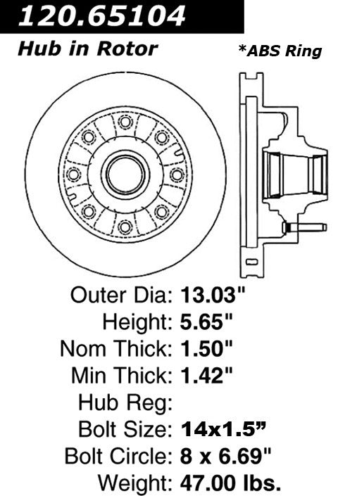 centric parts premium brake rotor  frsport 120.65104