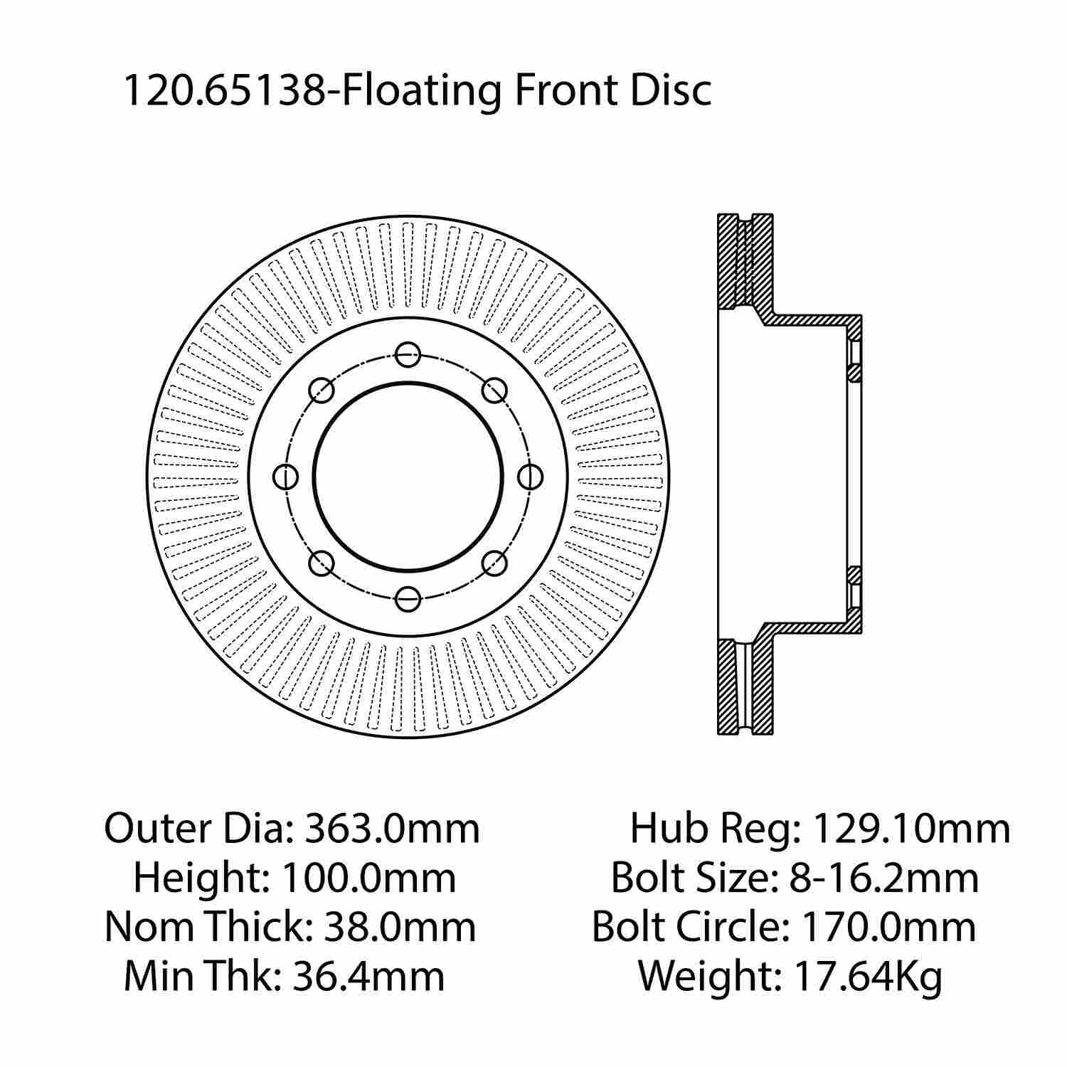 centric parts premium brake rotor  frsport 120.65138