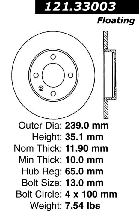 c-tek standard brake rotor  frsport 121.33003