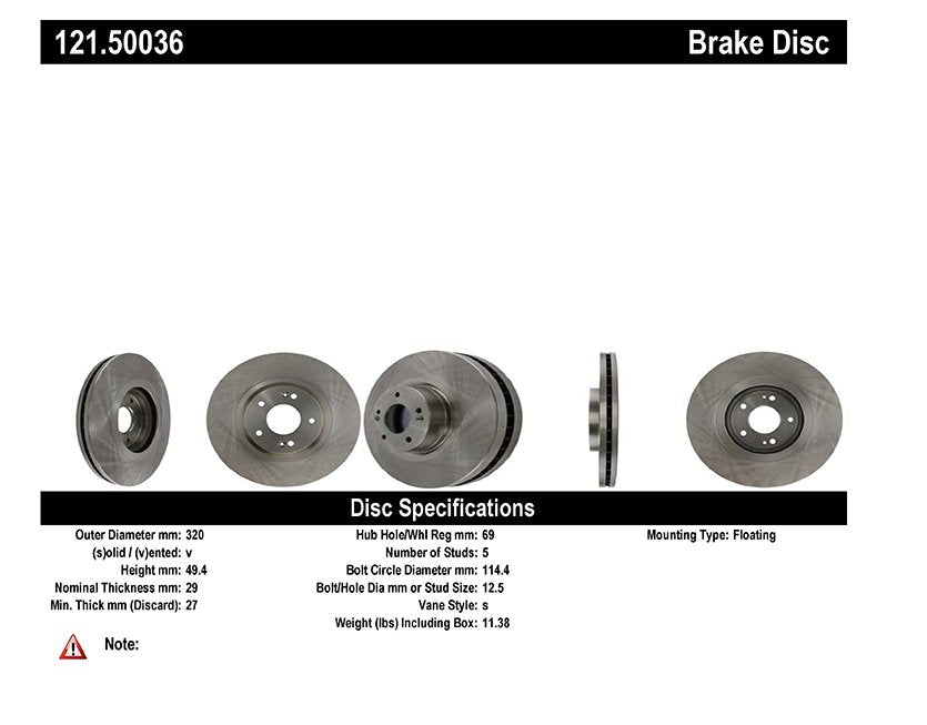 c-tek standard brake rotor  frsport 121.50036