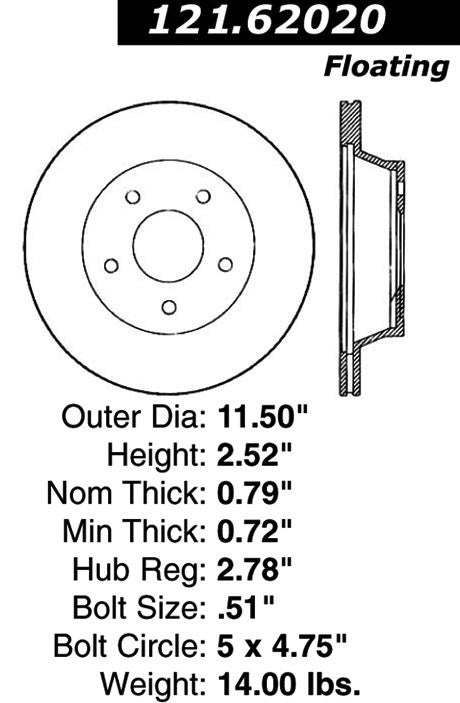 c-tek standard brake rotor  frsport 121.62020