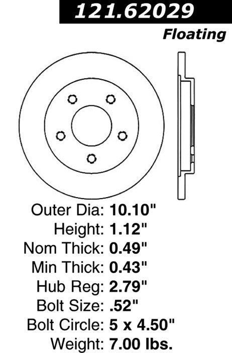 c-tek standard brake rotor  frsport 121.62029