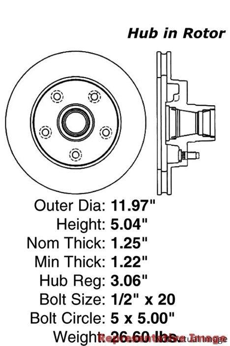 Stoptech Centric 67-71 Cadillac Calais / Deville C-Tek Standard Front Brake Rotor 121.62032