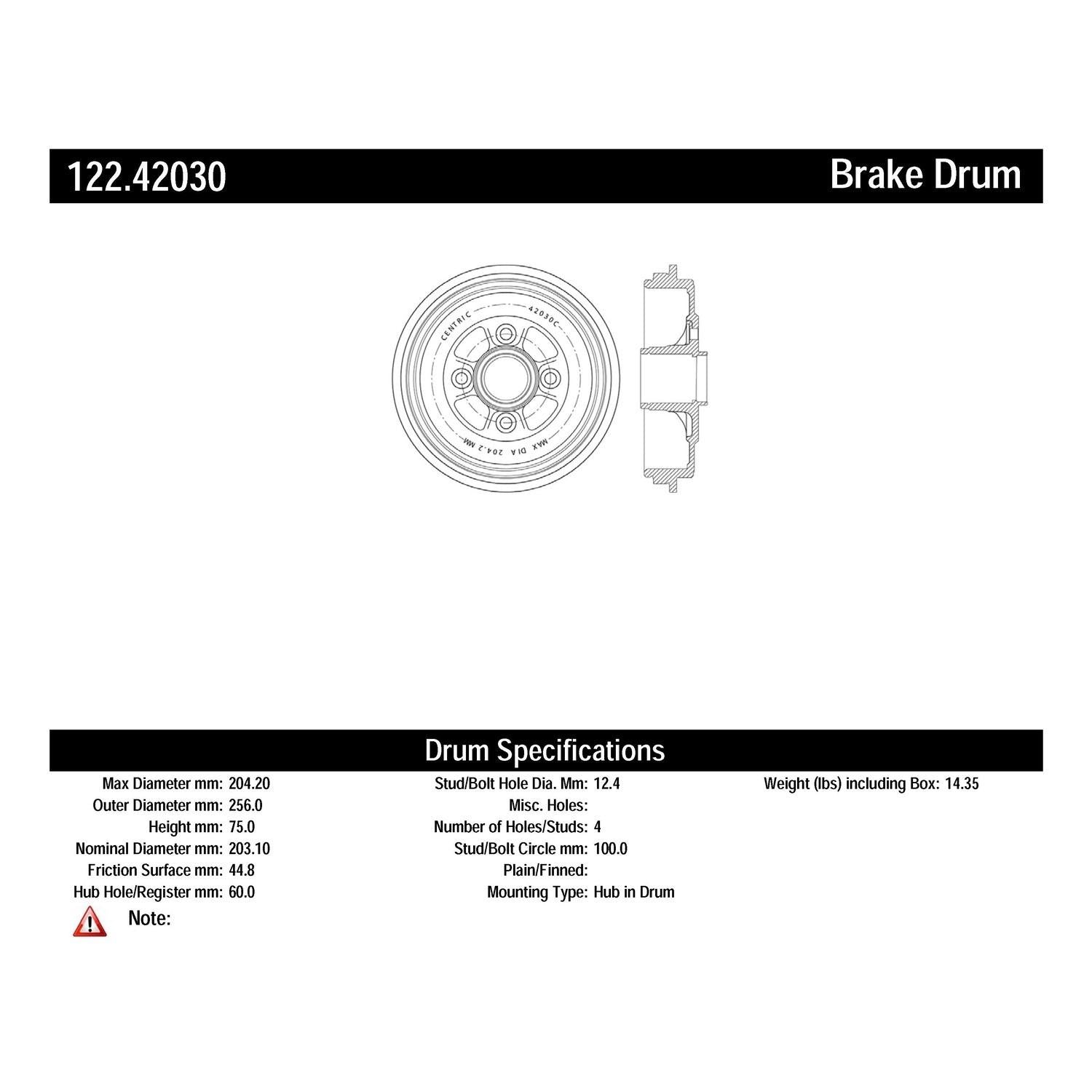 centric parts premium brake drum  frsport 122.42030