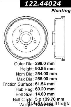 Stoptech Centric 87-89 Toyota Van Premium Brake Drum - Rear 122.44024