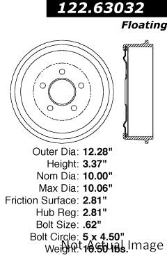 Stoptech Centric 60-76 American Motors / AMX, Gremlin, Hornet, Pacer, Rambler, ETC. Front Premium Brake Drum 122.63032