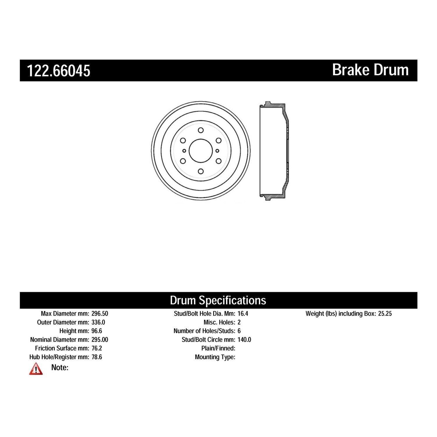 centric parts premium brake drum  frsport 122.66045