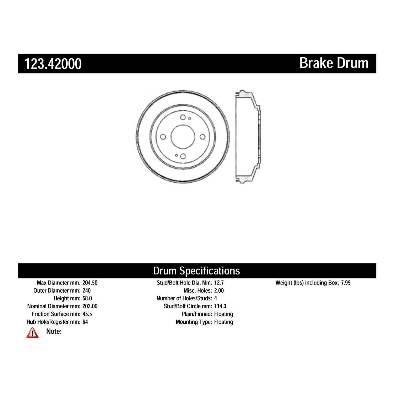 c-tek standard brake drum  frsport 123.42000