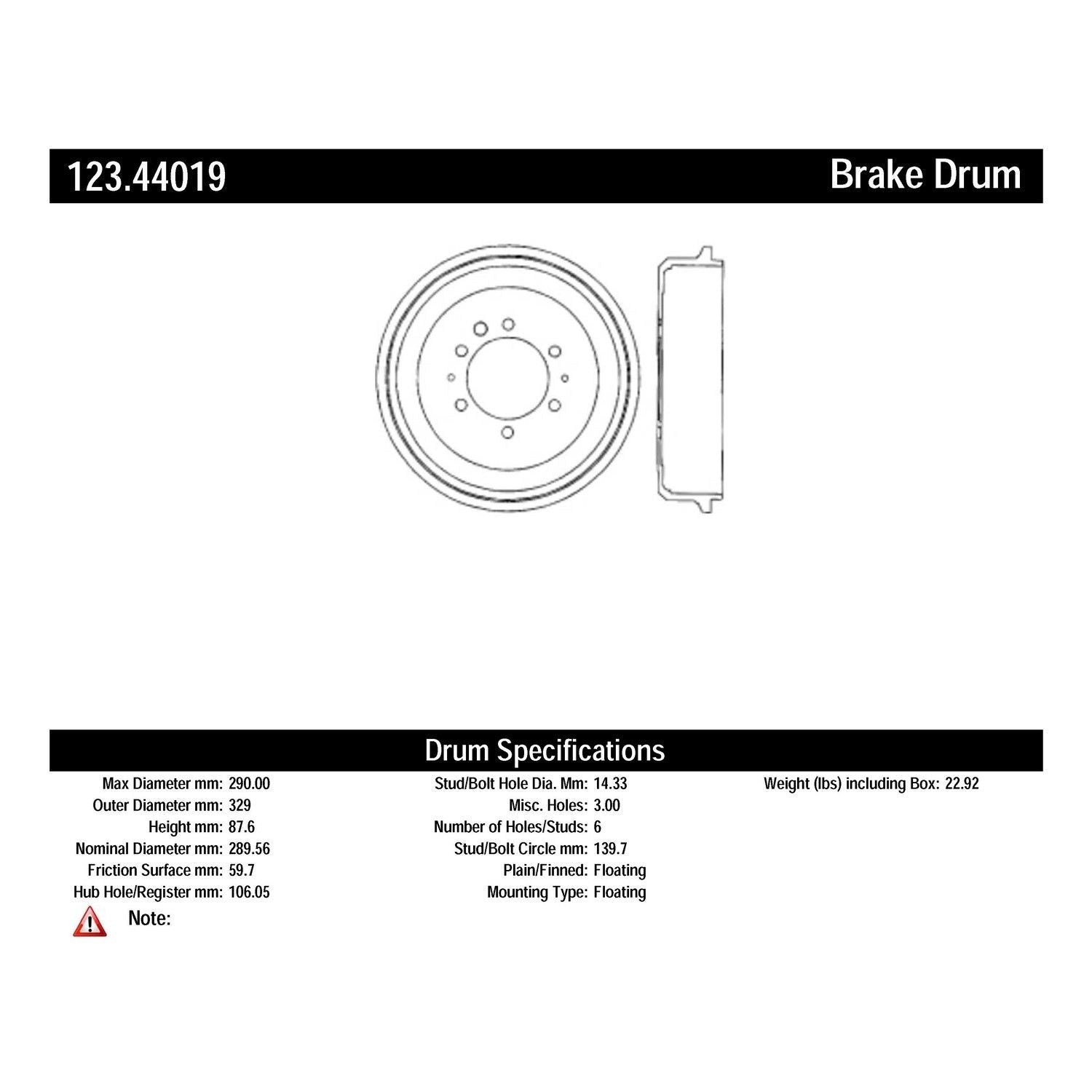 c-tek standard brake drum  frsport 123.44019